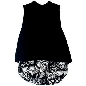 Elizabeth and James Black Sleeveless Swing Top Open Back Print Underlayer Size M